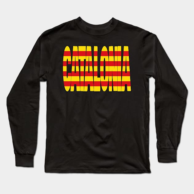 Catalonia flag stencil Long Sleeve T-Shirt by Kuni Art